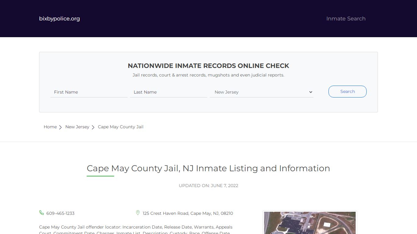 Cape May County Jail, NJ Inmate Listing and Information